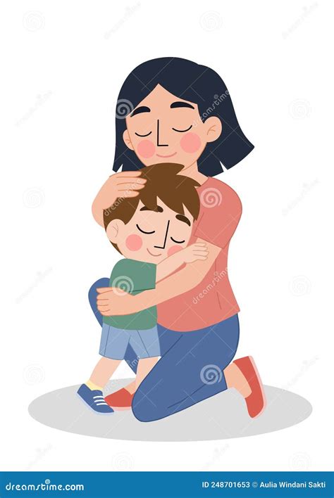 Mother Hugs Her Son Illustration Stock Illustration Illustration Of