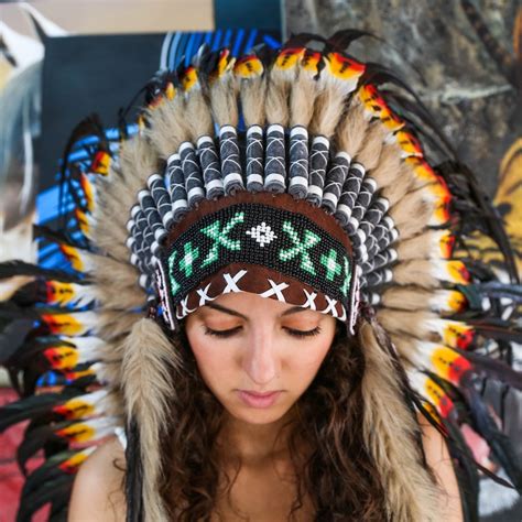 indian headdress replica 135cm chief headdress w real black etsy australia