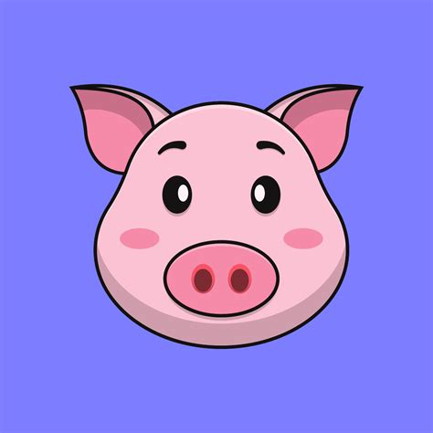 Cute Pig Face Cartoon Vector Icon Illustration Flat Cartoon Style Pig