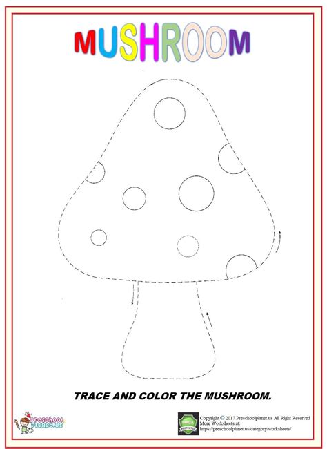 Worksheets and printables that help children practice key skills. trace and color mushroom worksheet | Worksheets ...