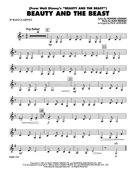 Disney Clarinet Sheet Music Easy