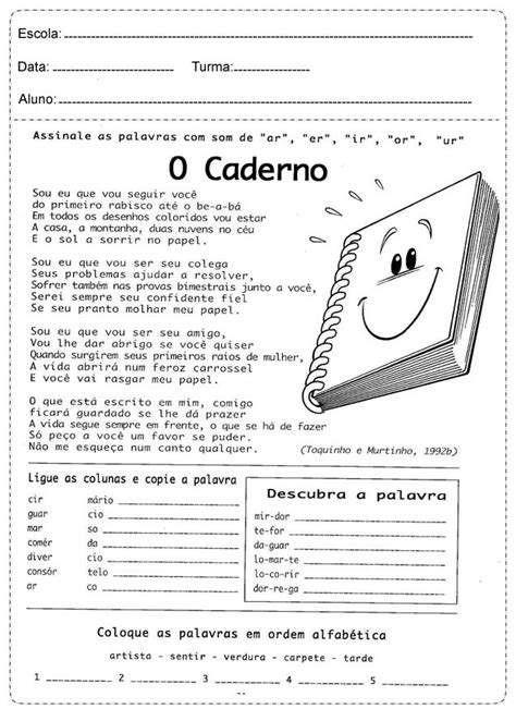 Atividades De Português Para Imprimir SÓ Escola