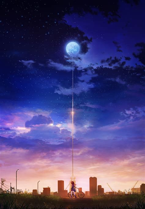Download 2295x3305 Anime Landscape Sunset Anime Girl