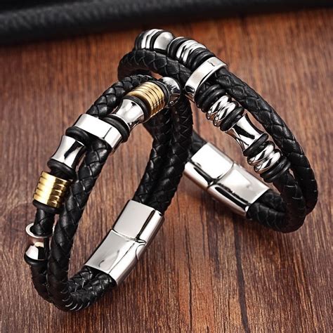 Buy Xqni Fashion Men Bracelets Leather Stainless Steel