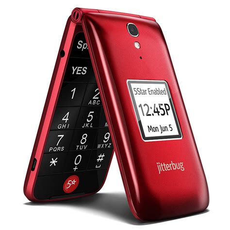 Galleon Jitterbug Flip Easy To Use Cell Phone For Seniors Red By