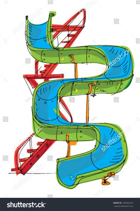 Water Park Slide Cartoon Stock Vector Illustration 104592410