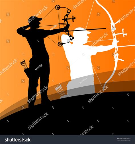 Active Young Archery Sport Men Silhouettes Stock Vector Royalty Free