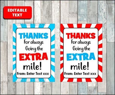 Thanks For Going The EXTRA Mile Tag Teacher Appreciation Gift Tags Gum Thank You Tag