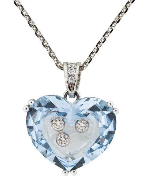 Chopard Happy Diamonds Blue Crystal Heart Necklace Necklaces
