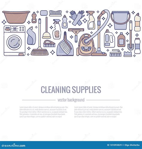 Household Cleaning Supplies Isolated Icons Stock Vector Illustration