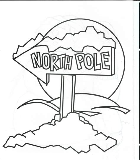 North Pole Sign Coloring Page Sketch Coloring Page