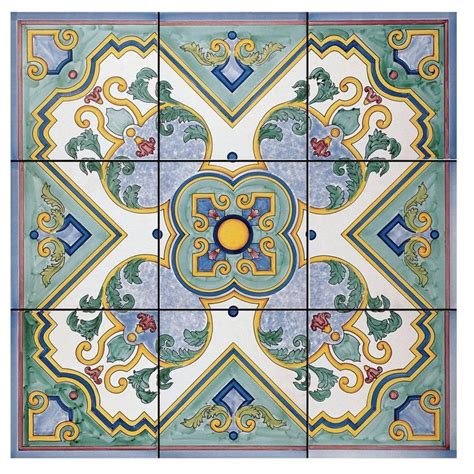 Rosone Maiano Set Of Nine Ceramic Tiles Contemporary Italian