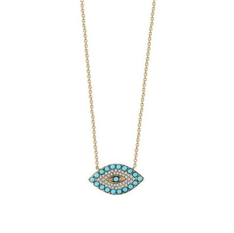 The Diamond Turquoise Evil Eye Necklace Is Available In White Yellow