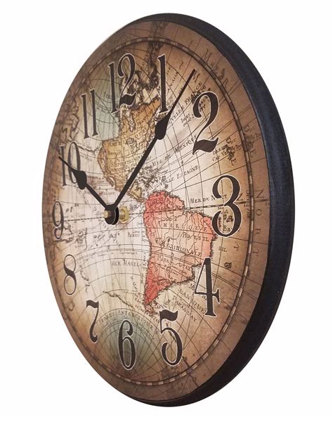 Coronelli World Map Clock 24 By J Thomas 24 Wall Clocks