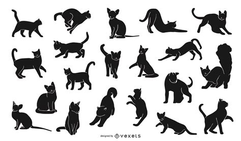 cat silhouette design pack vector download