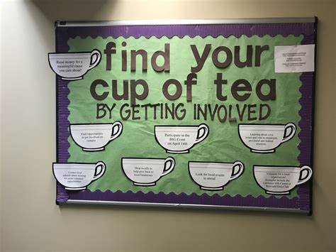 Find Your Cup Of Tea Bulletin Board College Bulletin Boards Bulletin Boards Theme Ra