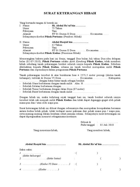Maybe you would like to learn more about one of these? Surat Keterangan Hibah Tanah