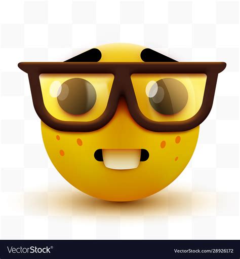 Nerd Face Emoji Clever Emoticon With Glasses Vector Image