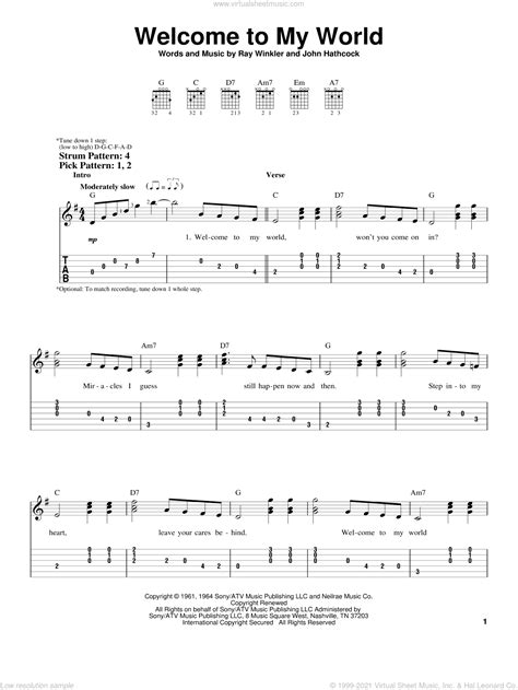 Welcome To My World Sheet Music For Guitar Solo Easy Tablature