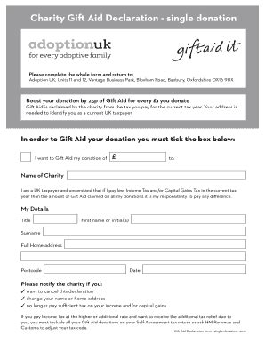 Fillable Online Charity Gift Aid Declaration Single Donation Fax