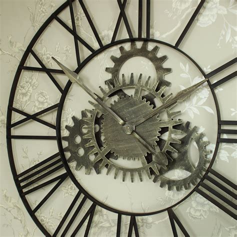 Large Metal Skeleton Cog Wall Clock Melody Maison