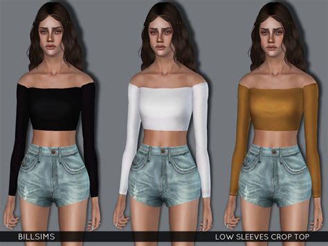 The Sims Resource Low Sleeves Crop Top