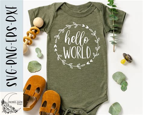 Hello World Svg Baby Announcement Svg Newborn Svg Wreath Svg Hello