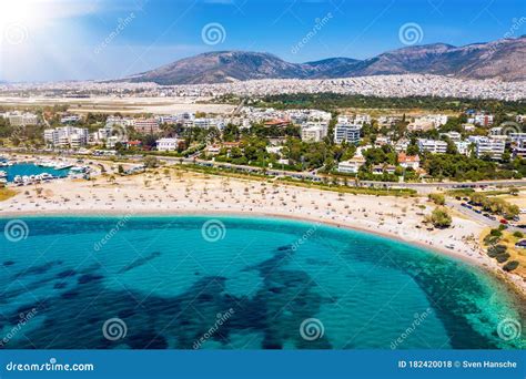 Aerial View Of The Popular Beach Of Gylafada South District Of Athens