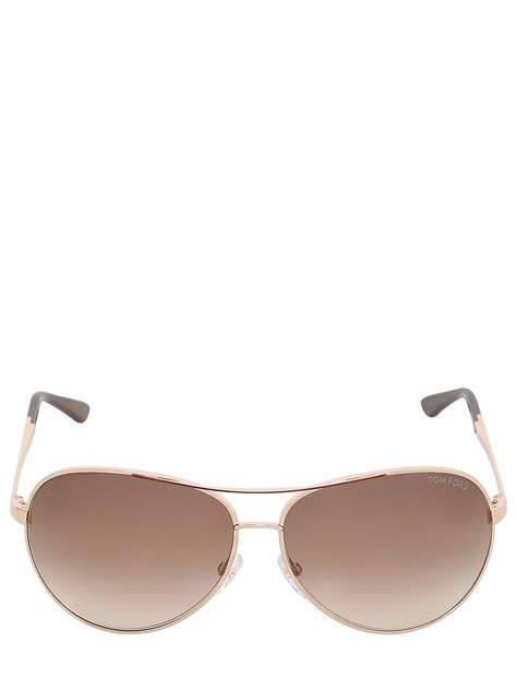 Tom Ford Charles Round Aviator Sunglasses In Pink Rose Gold Lyst