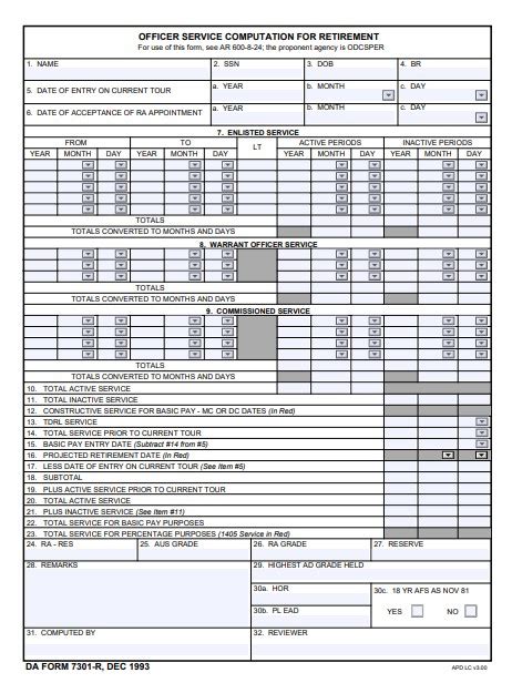 Da Form 7304 R Fillable Printable Forms Free Online