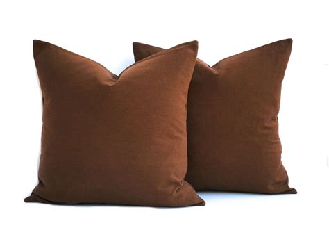 Two Dark Brown Pillow Covers Decorative Throw Pillow Etsy Brown