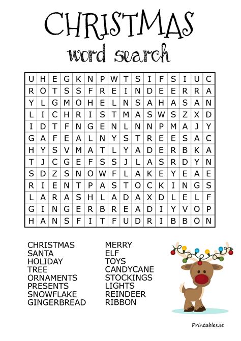 Hholiday Word Search Puzzles Template Printable