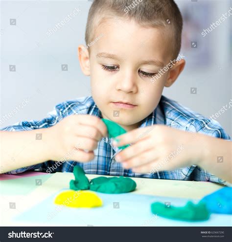 Happy Boy Playing Color Play Dough Stock Photo 629667290 Shutterstock