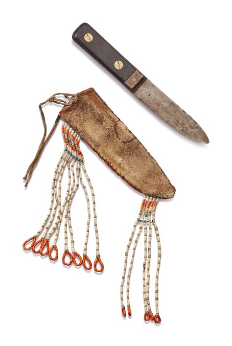 Cree Quilled Hide Knife Sheath 19th Century Majestic America