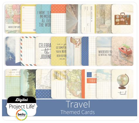 Project Life Digital Scrapbooking Travel Themed Cards