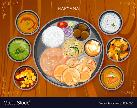 Traditional Haryanavi Cuisine And Food Meal Thali Vector Image
