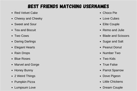 200 Lovely And Rare Best Friends Matching Usernames