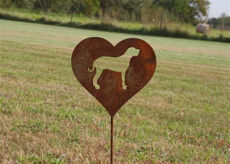Great Dane Dog Rustic Metal Heart Memorial Garden Stake 21 To 28 Inches