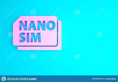 Pink Nano Sim Card Icon Isolated On Blue Background Mobile And