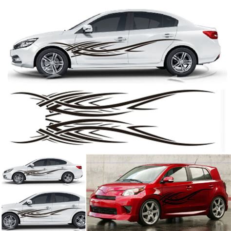 Auto Car Side Body Waist Line Flames Sticker Vinyl Decal Racing Stripes