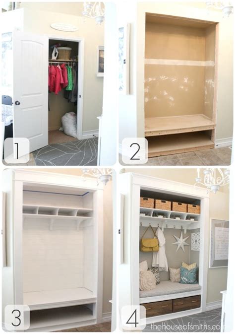 Update your builder grade hall closet with coat hooks and cubby shelves for an organized, easy to use,. DIY Closet Makeover | Trusper