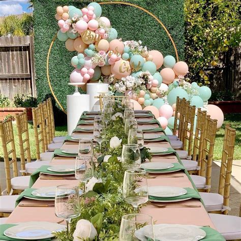 Cute Outdoor Girl Baby Shower Backdrop And Table Decorations Baby