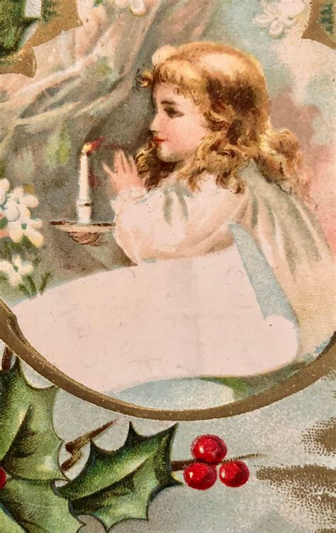Vintage Used Christmas Postcard With Victorian Child In Prayer Circa 1912
