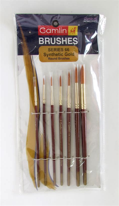 Buy Camlin Paint Brush Series 66 Round Synthetic Gold Set Of 7 Pack