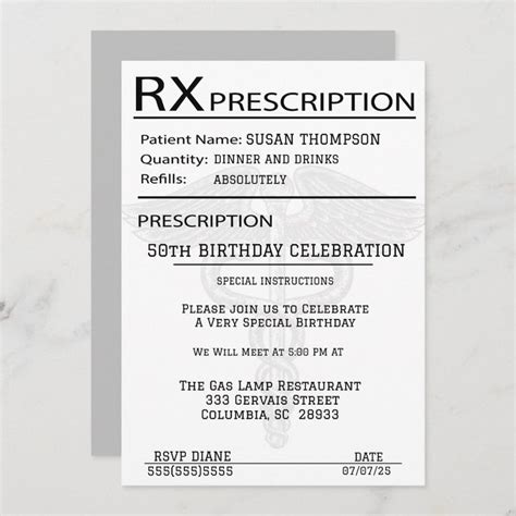 Medical Prescription Pad 50th Birthday Party Invitation Zazzle 50th Birthday Party