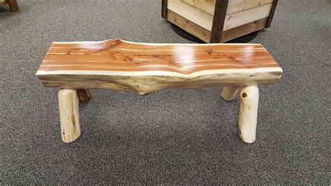 Red Cedar Half Log Bench — Ez Mountain Rustic Furniture