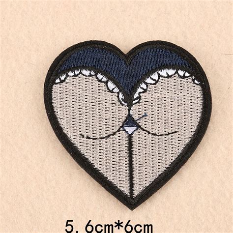 Buy Sexy Black Heart Butt Embroidery Patches For