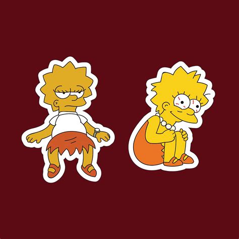 The Simpsons Sticker Setexhausted Lisa Simpson Stickersfunny Etsy