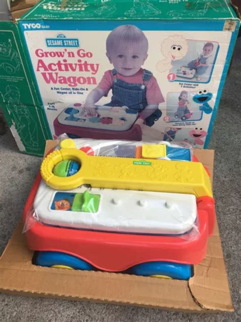 Sesame Street Grow N Go Activity Wagon Tyco Baby Toy Ride On Vtg 1997