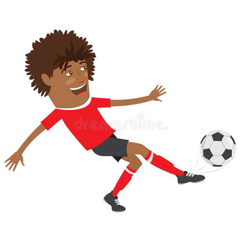 Funny African American Soccer Football Player Wearing Red T Shirt